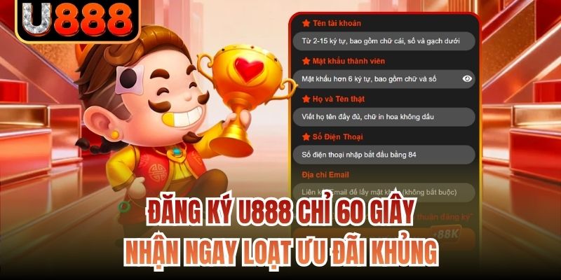 Đăng Ký U888 Chỉ 60 Giây, Nhận Ngay Loạt Ưu Đãi Khủng
